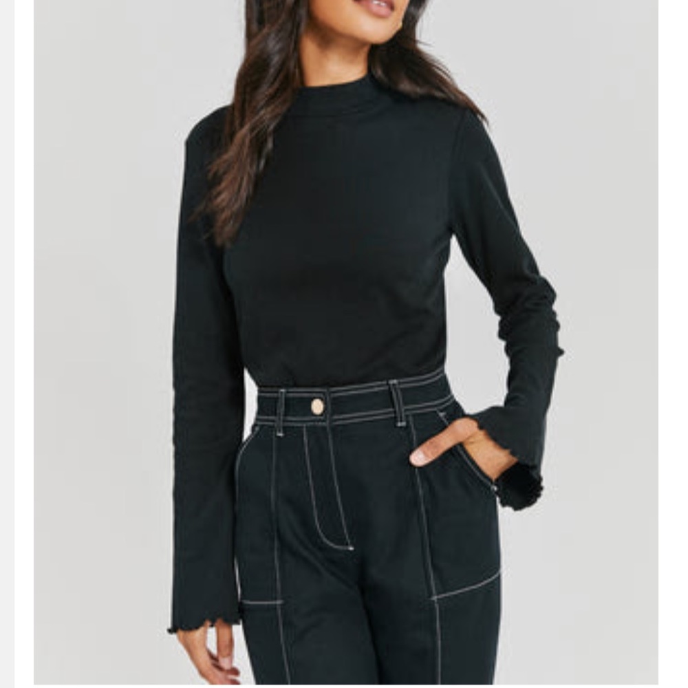 Something Navy Mock neck Long Sleeved Top